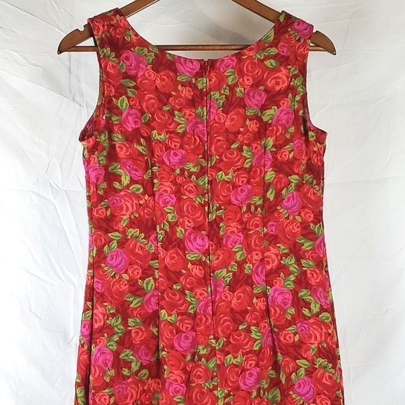Vintage 90s Rose Floral Midi Dress - Picture 6 of 7